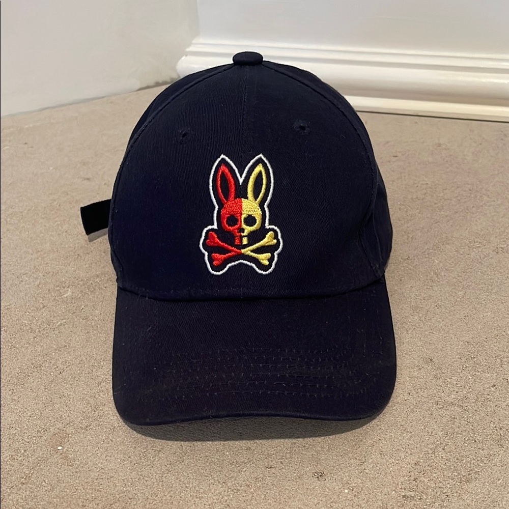Kids Psycho Bunny Black Cap with Skull Logo